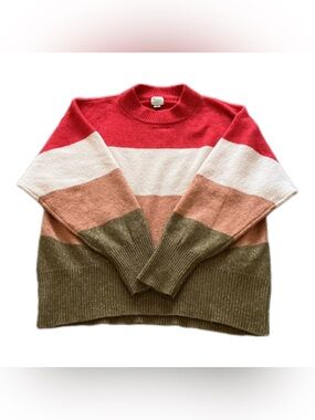 a new day Striped Sweater in Red, White, Pink, Olive